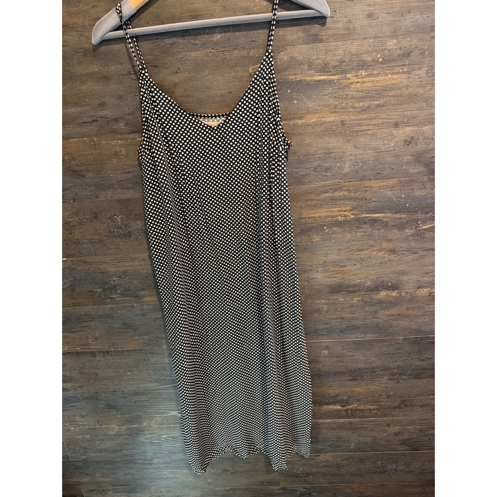 Brixton Polka Dot Midi Slip Dress Black White Viscose Sleeveless Size Medium